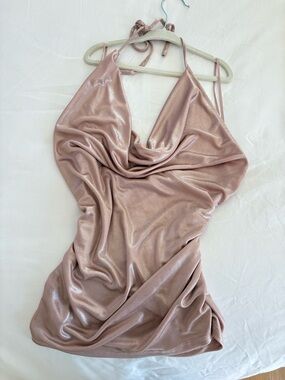 Shimmery Cowl Neck Halter Top